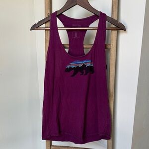 Patagonia Magenta Tank Top 100% organic cotton with Bear Motif